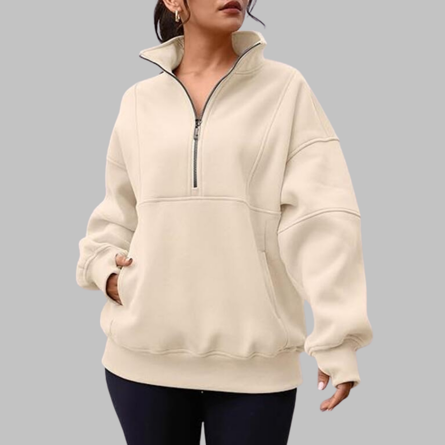 ✨Top-1 Pullover 2025✨Women Fall/Winter Comfy Collar Half Zip Oversized Long Sleeve Sweatshirt