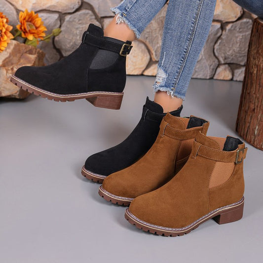 ✨Best-1 Sale Boots✨|Women's Slip-On Ankle Boots with Buckle Strap Detail