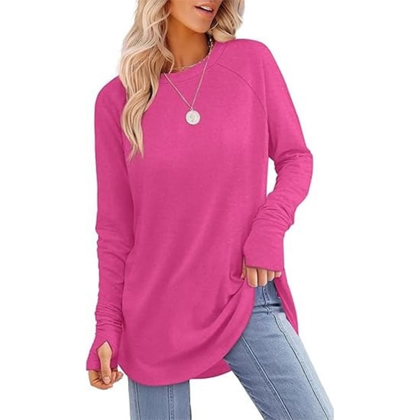 ✨Best-1 Sale Tops Fall 2025✨Womens Tunic Tops to Wear with Leggings Long Sleeve Thumb Hole Shirts Crew Neck Curved Hem