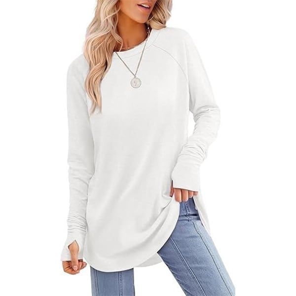 ✨Best-1 Sale Tops Fall 2025✨Womens Tunic Tops to Wear with Leggings Long Sleeve Thumb Hole Shirts Crew Neck Curved Hem