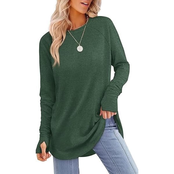 ✨Best-1 Sale Tops Fall 2025✨Womens Tunic Tops to Wear with Leggings Long Sleeve Thumb Hole Shirts Crew Neck Curved Hem