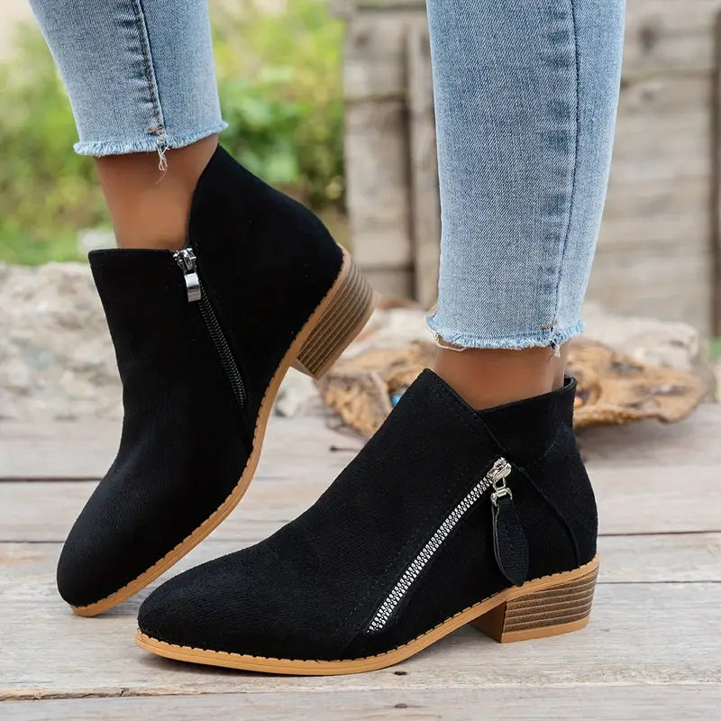 🔥Last Day 69% OFF🔥Women’s Comfort Walking Ankle Boots – Low Heel, Zipper Closure, Orthopedic Arch Support