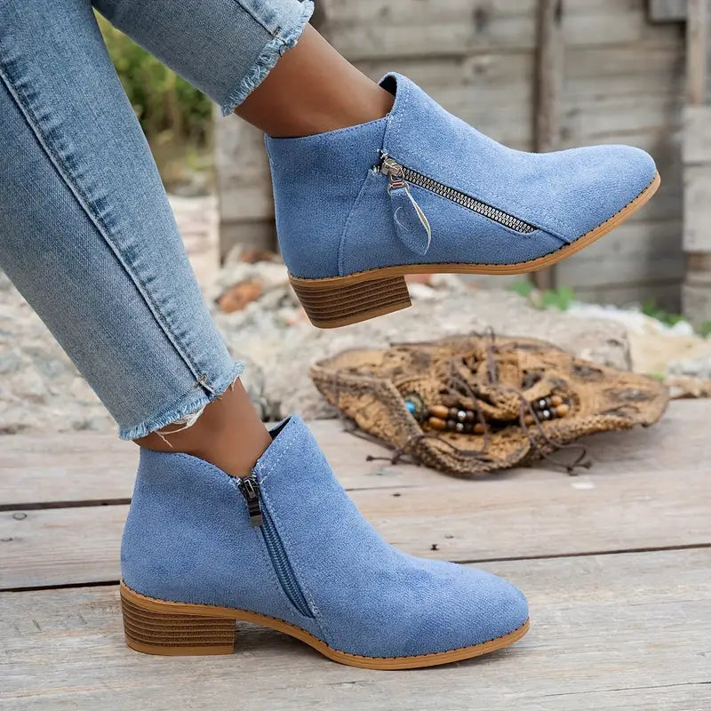 🔥Last Day 69% OFF🔥Women’s Comfort Walking Ankle Boots – Low Heel, Zipper Closure, Orthopedic Arch Support