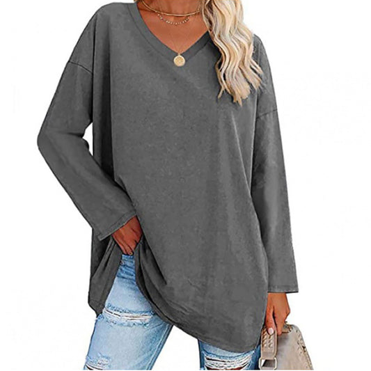 🔥Up to 69% OFF Today🔥Women Fall/Winter 2025 Oversized Tops Long Sleeve Casual V-neck Loose T-shirts