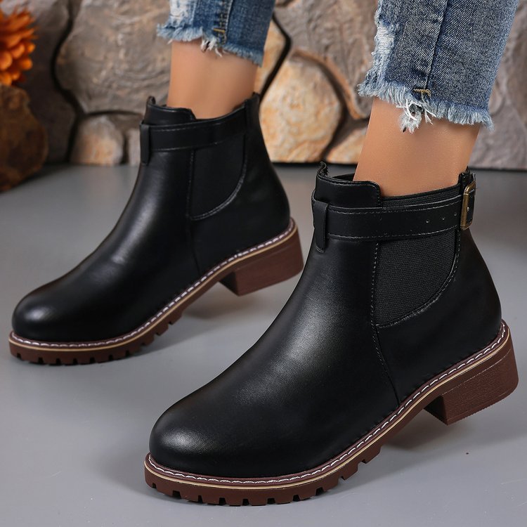 ✨Best-1 Sale Boots✨|Women's Slip-On Ankle Boots with Buckle Strap Detail