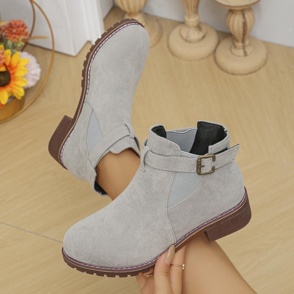 ✨Best-1 Sale Boots✨|Women's Slip-On Ankle Boots with Buckle Strap Detail