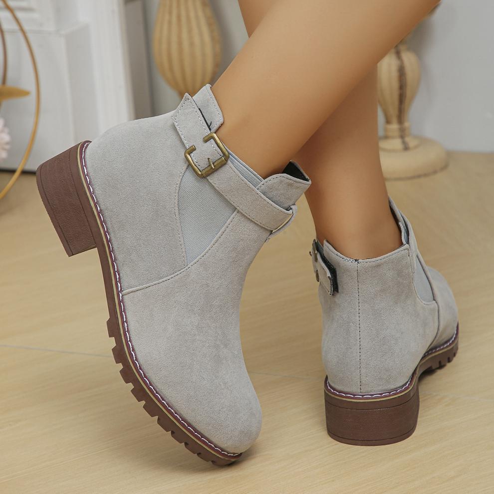 ✨Best-1 Sale Boots✨|Women's Slip-On Ankle Boots with Buckle Strap Detail