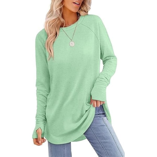✨Best-1 Sale Tops Fall 2025✨Womens Tunic Tops to Wear with Leggings Long Sleeve Thumb Hole Shirts Crew Neck Curved Hem