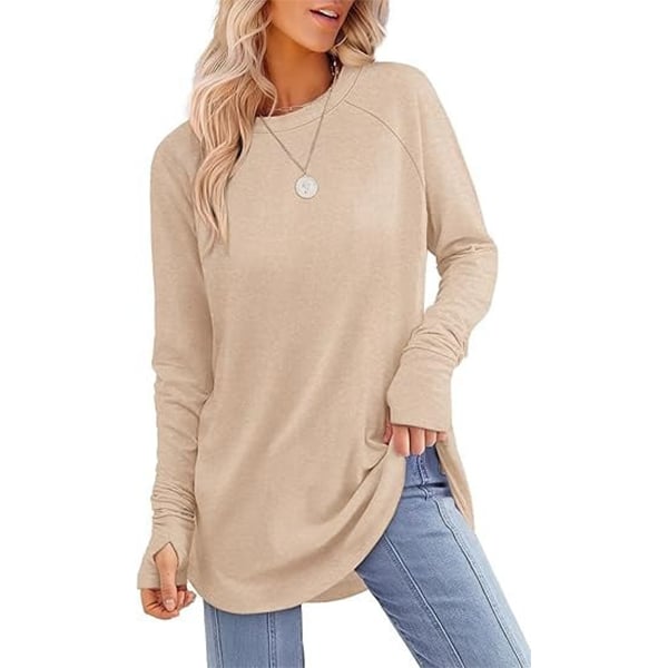 ✨Best-1 Sale Tops Fall 2025✨Womens Tunic Tops to Wear with Leggings Long Sleeve Thumb Hole Shirts Crew Neck Curved Hem