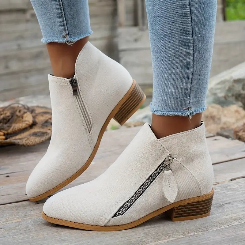 🔥Last Day 69% OFF🔥Women’s Comfort Walking Ankle Boots – Low Heel, Zipper Closure, Orthopedic Arch Support