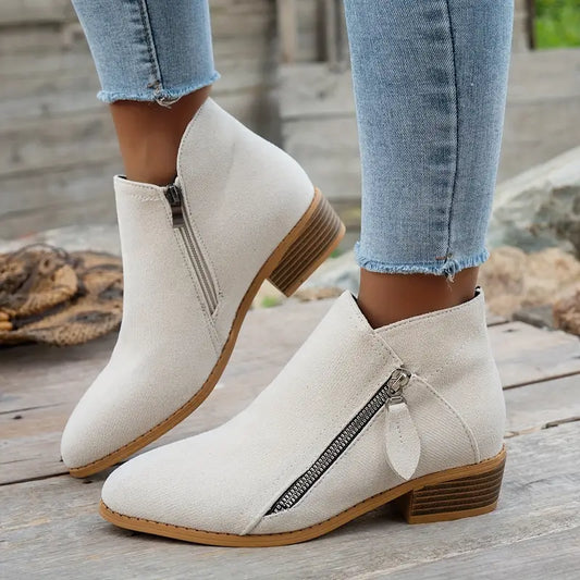 🔥Last Day 69% OFF🔥Women’s Comfort Walking Ankle Boots – Low Heel, Zipper Closure, Orthopedic Arch Support